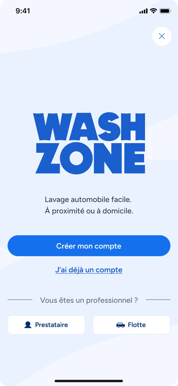 Créez votre compte Washzone : client, prestataire ou flotte